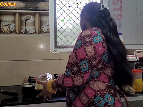 Indian desi village bhabhi enjoyful red-hot XXX recreation with step-step-stepbro in KICHEN.